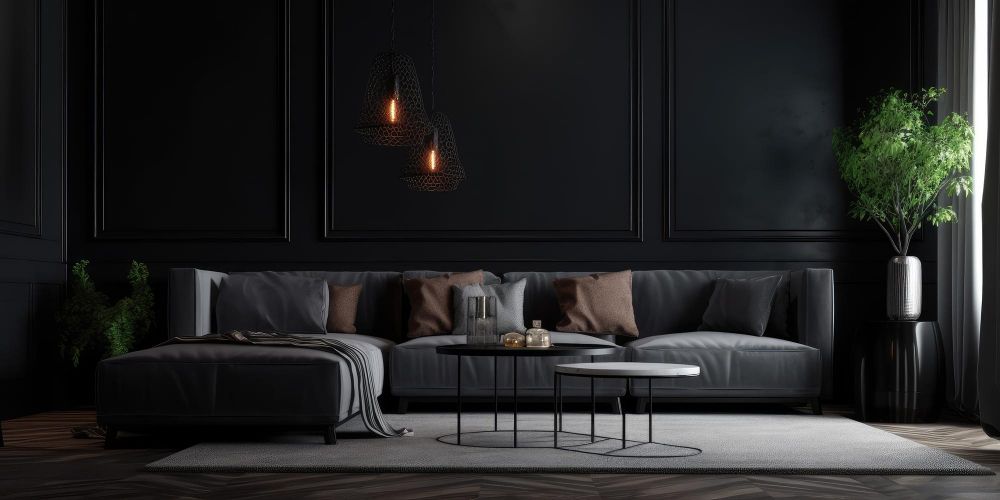 Ciemne meble salon aranżacje